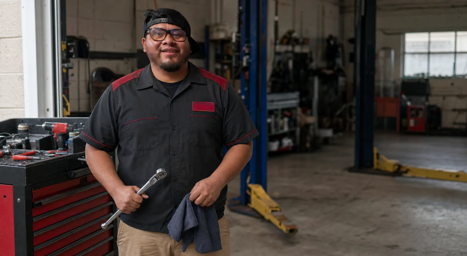 JM Auto Repair owner in his shop